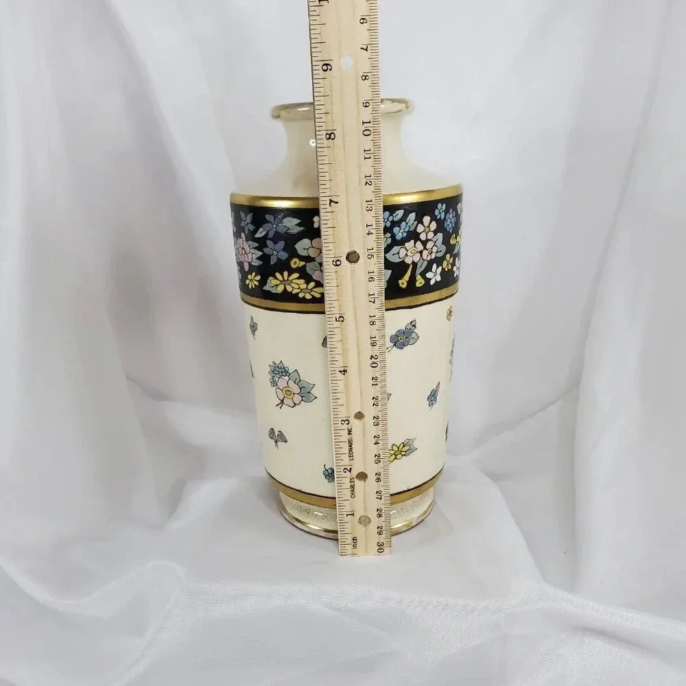 Antique J.H. Stouffer Hand Painted Floral  Vase Art Nouveau 8.5